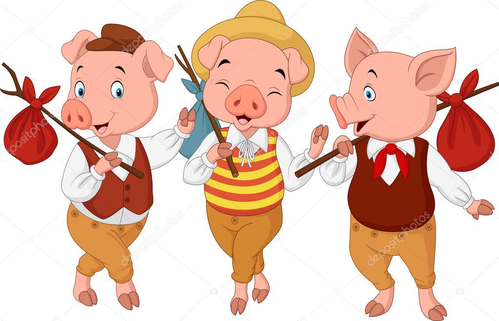 Cartoon three little pigs