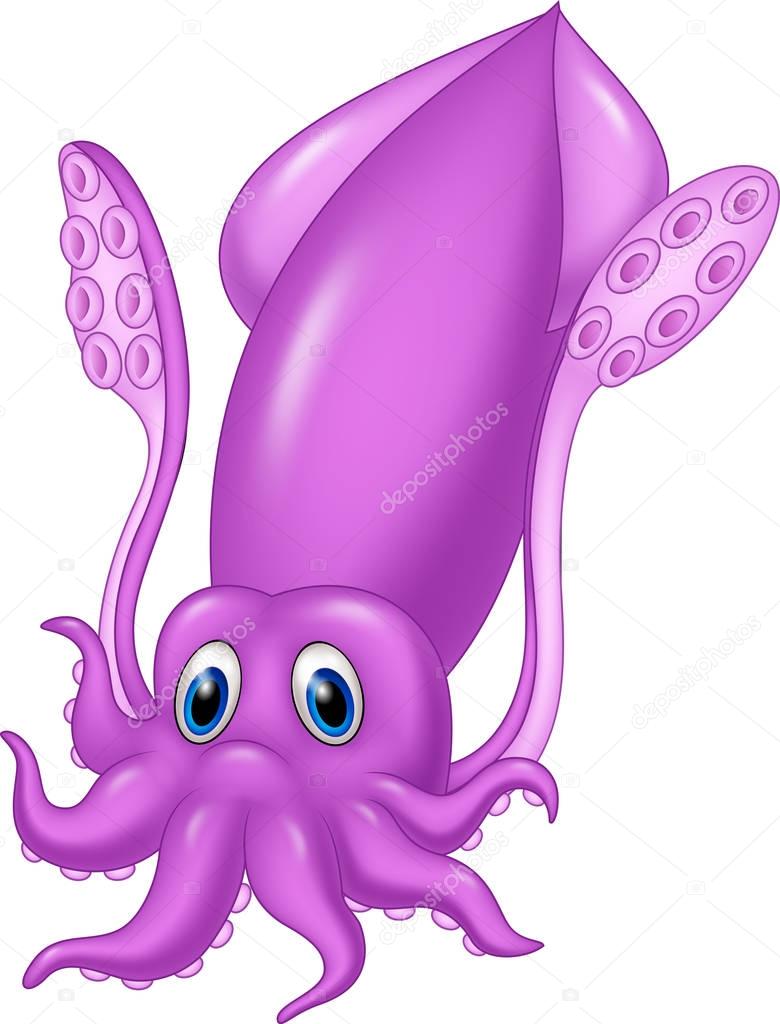 Cartoon squid isolated on white background