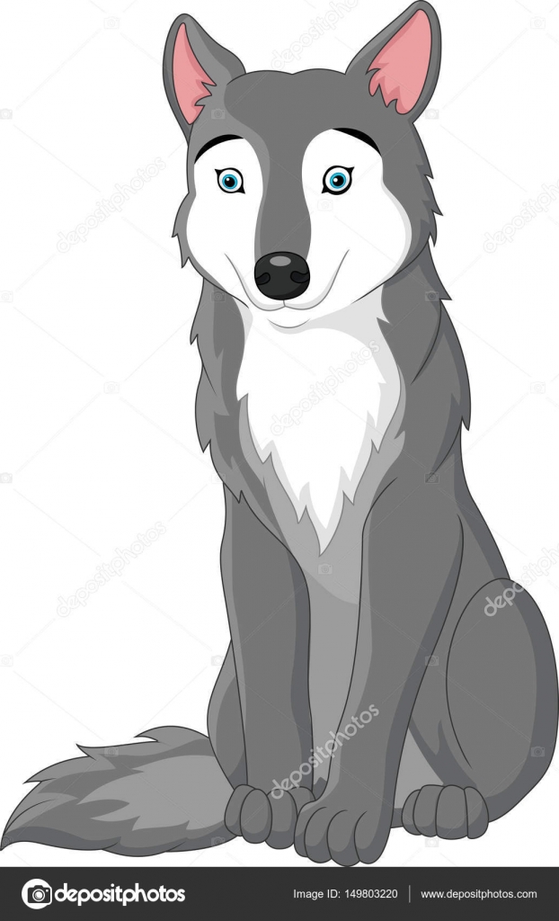 Vetor de desenho de lobo em fundo branco. ilustração em vetor em