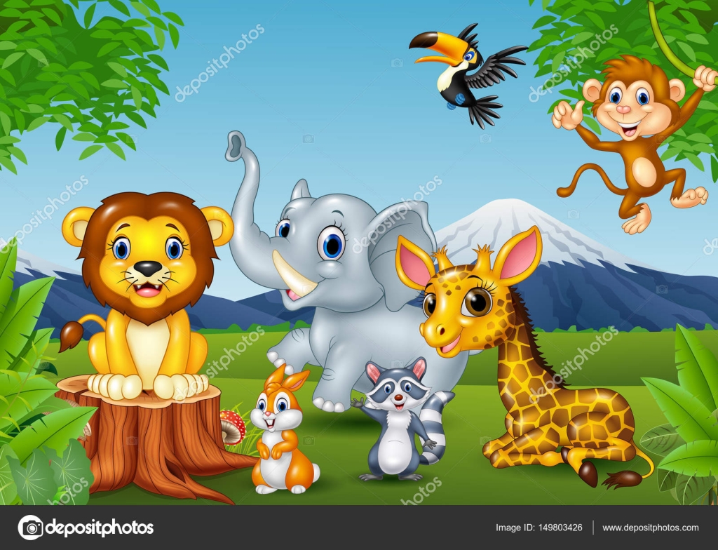 Cartoon wild animal in the jungle Stock Vector by ©tigatelu 149803426