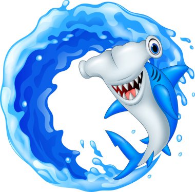 Cartoon hammerhead shark icon clipart