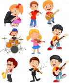 Cartoon kleine Kinder beim Musizieren