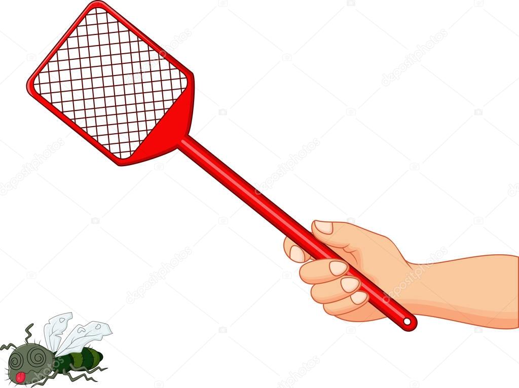 Picture cartoon fly swatter Fly swatter cartoon — Stock Vector