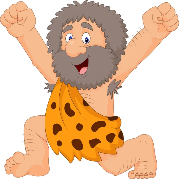 Cartoon happy caveman — Stock Vector