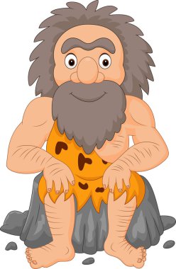 Çizgi film kahramanı mağara adamı oturuyor