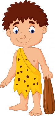 Çizgi film mağara adamı kulübü tutuyor.