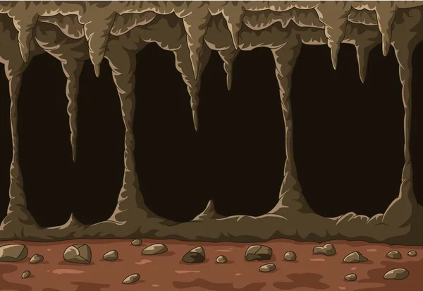 Desenhos animados da caverna com estalactites —  Vetores de Stock