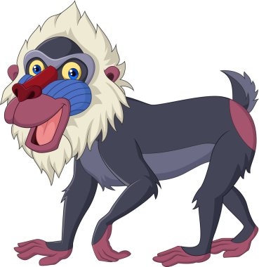 Cartoon mandrill baboon isolated on white background clipart