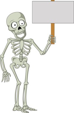 Çizgi film iskeleti boş işaret tutuyor.