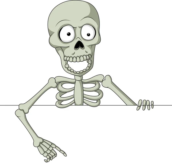 Cartoon skelet met blanco teken — Stockvector
