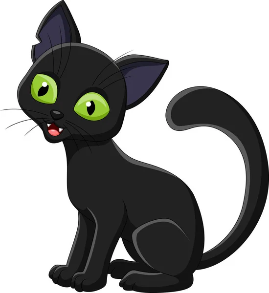 Desenhos animados gato preto isolado no fundo branco —  Vetores de Stock