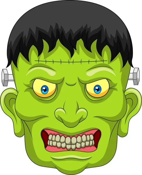 Caricatura Frankenstein cabeza aislada sobre fondo blanco — Vector de stock