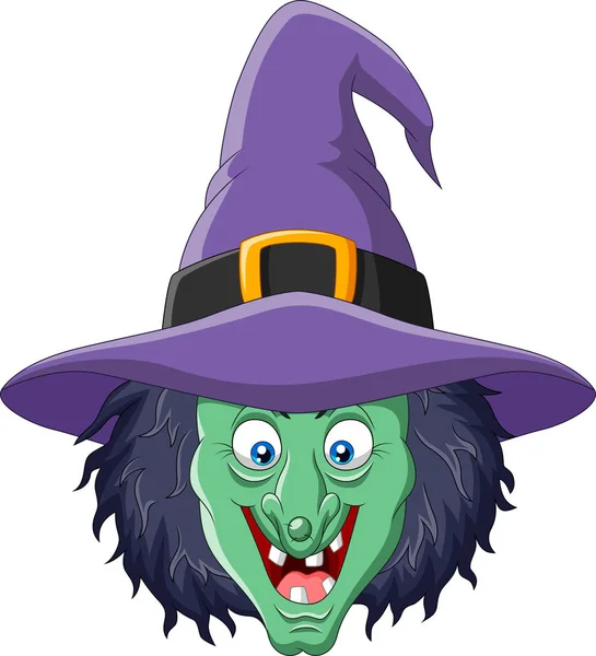 Cartoon witch head isolated on white background — Stock Vector