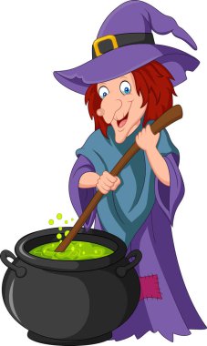 Çizgi film küçük cadı iksir hazırlanıyor