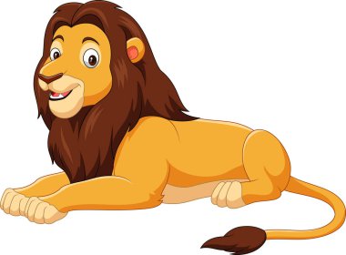 Çizgi film aslanı beyaz arkaplanda izole edildi