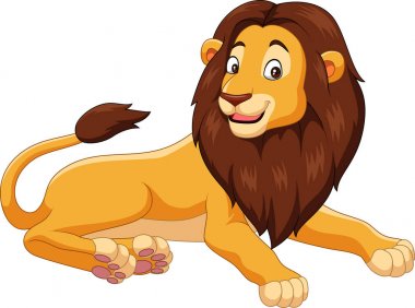 Çizgi film aslanı beyaz arkaplanda izole edildi