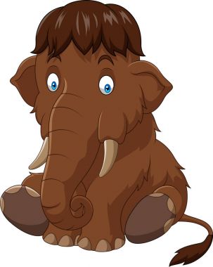 Çizgi film bebek mamut oturuyor.