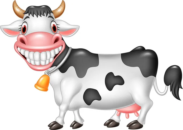 Dibujos animados vaca feliz aislado sobre fondo blanco — Vector de stock