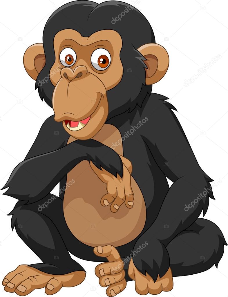 Cartoon chimpanzee isolated on white background