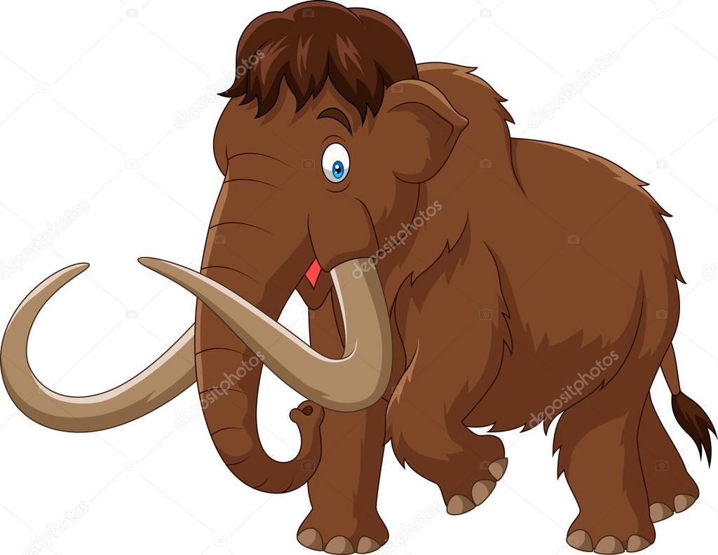 Cartoon mammoth isolated on white background