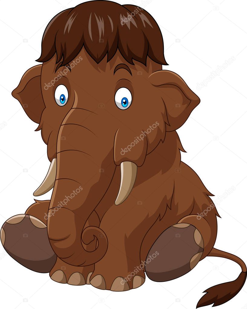 Cartoon baby mammoth sitting