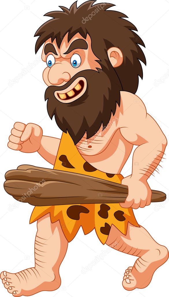 Cartoon caveman holding club