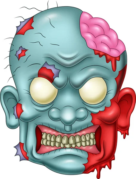 Icono de cabeza de zombie de dibujos animados — Vector de stock