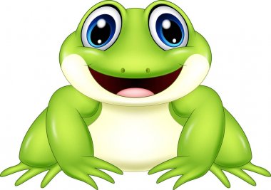 Çizgi film kurbağası beyaz arkaplanda izole edilmiş