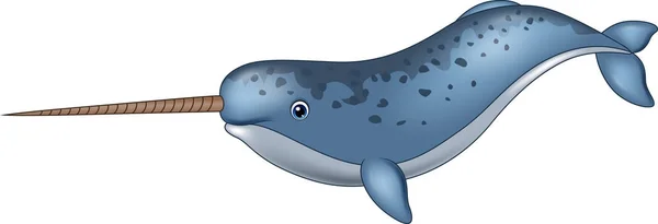 การ์ตูน narwhal แยกกันบนพื้นหลังสีขาว — ภาพเวกเตอร์สต็อก