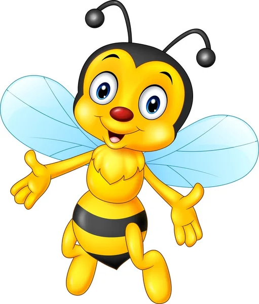 Γελοιογραφία αστείο μέλισσα που απομονώνονται σε λευκό φόντο — Διανυσματικό Αρχείο