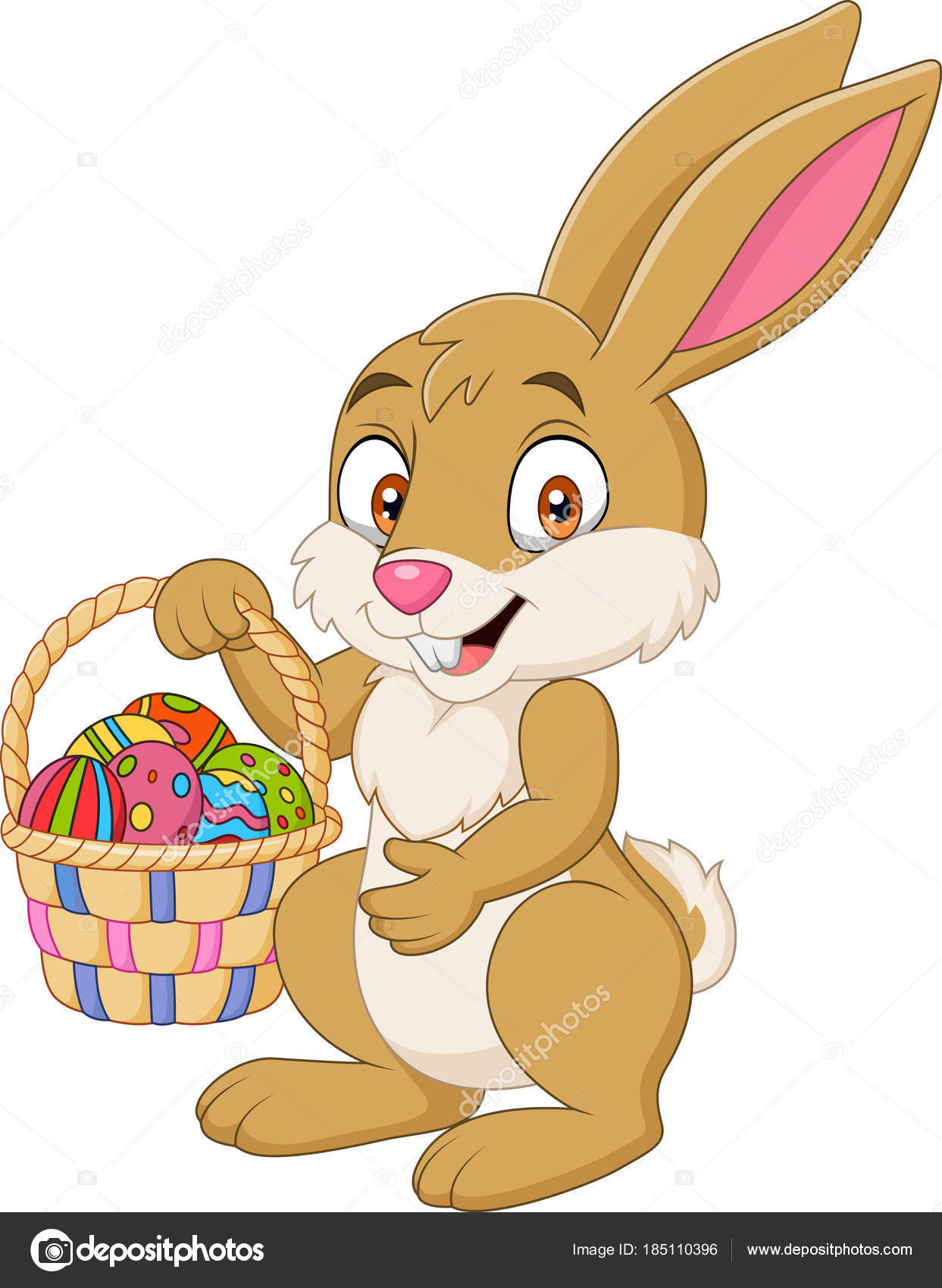 Cartoon Funny Rabbit Holding Easter Basket Stock Vector Image by