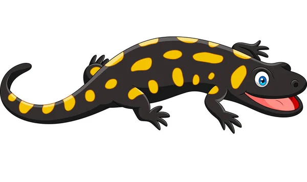 Cartoon Šťastný Salamander Izolovaných Bílém Pozadí — Stockový vektor