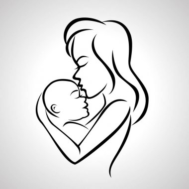 Kolunu ile bir bebek tutan anne mutlu anneler günü kutlama
