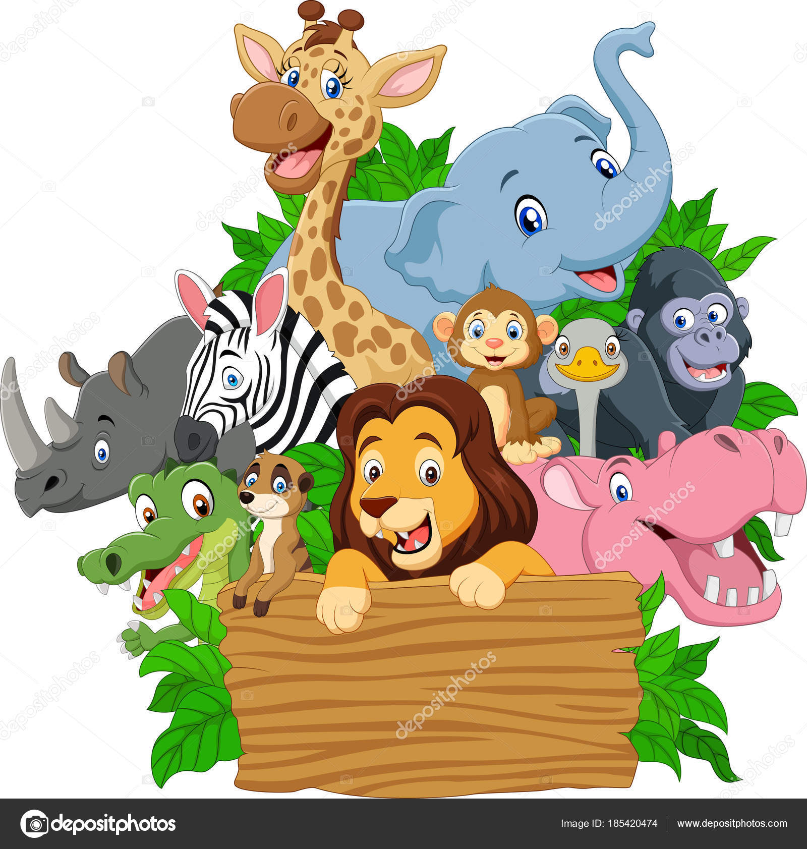 Cartoon Wild Animal Blank Signboard Stock Vector Image by ©tigatelu  #185420474