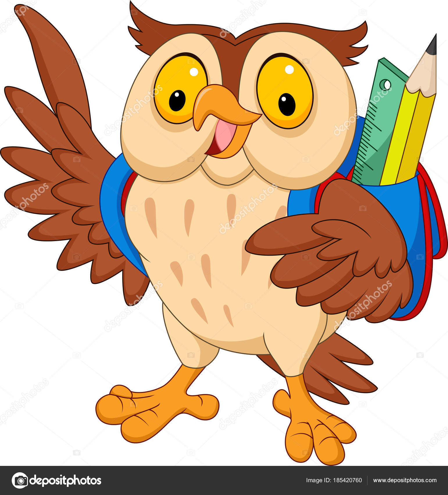 Image vectorielle Hibou Dessin Animé Avec Sac Dos par ©tigatelu - 185420760, image size:1541x1700