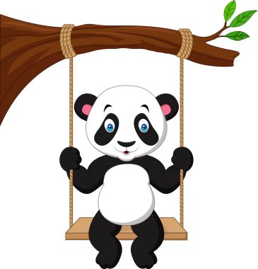 Çizgi film sevimli panda sallanan