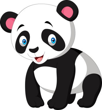 Çizgi film sevimli panda beyaz arka planda izole