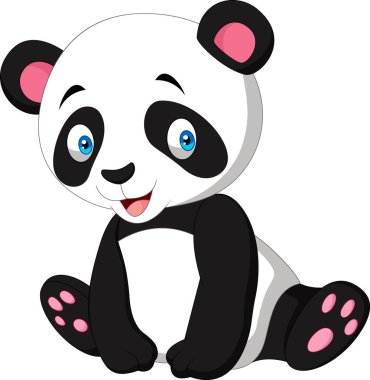 Çizgi film sevimli panda beyaz arka planda izole