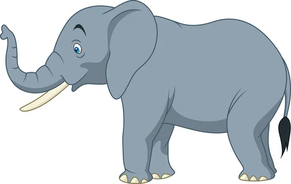 Tecknad Elefant Isolerad Vit Bakgrund — Stock vektor
