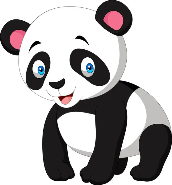 Cartoon Cute Panda Isolated White Background — Stock Vector