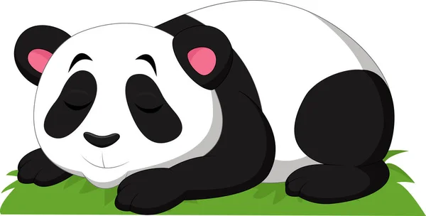 卡通熊猫宝宝睡在白色背景下隔离 — 图库矢量图片