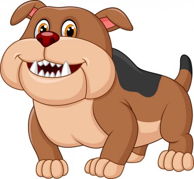 Beyaz arka plan üzerinde izole karikatür bulldog