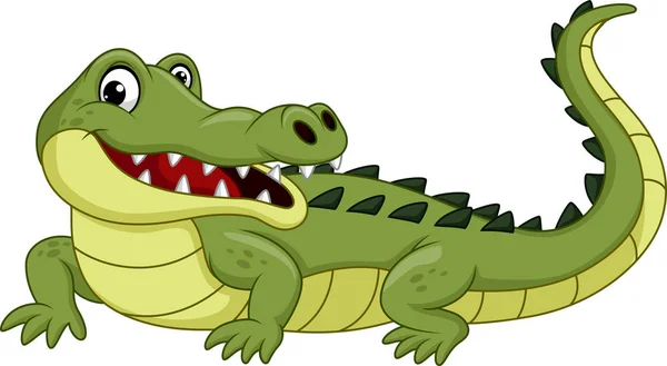 Cartoon Krokodil Geïsoleerd Witte Achtergrond — Stockvector