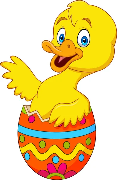 Duckling Coming Out Easter Egg — Stock Vector
