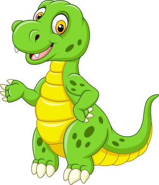 Karikatür komik yeşil dinozor