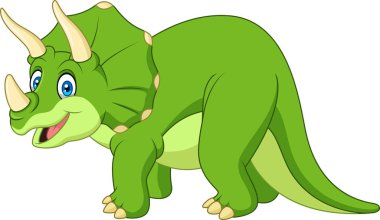 Çizgi film triceratops beyaz arkaplanda izole