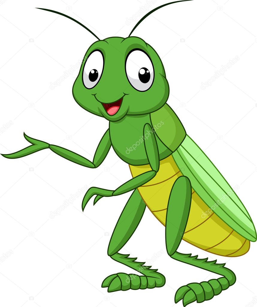 Cartoon grasshopper isolated on white background