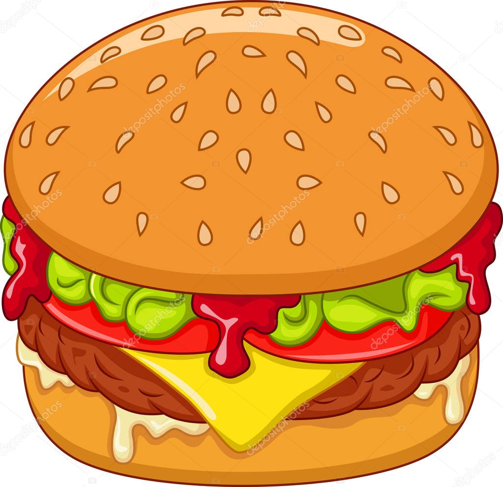 Cartoon Burger Isolated White Background — Stock Vector © tigatelu