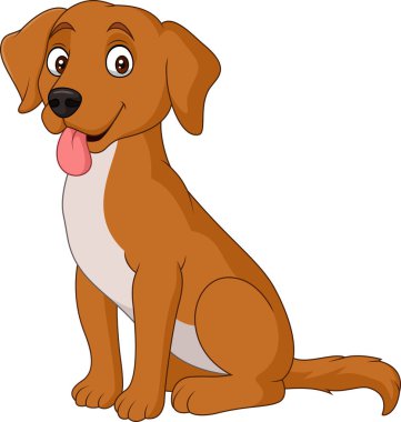 Çizgi film köpeği beyaz arkaplanda izole edildi
