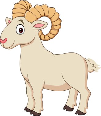 Beyaz arka plan üzerinde izole karikatür komik keçi